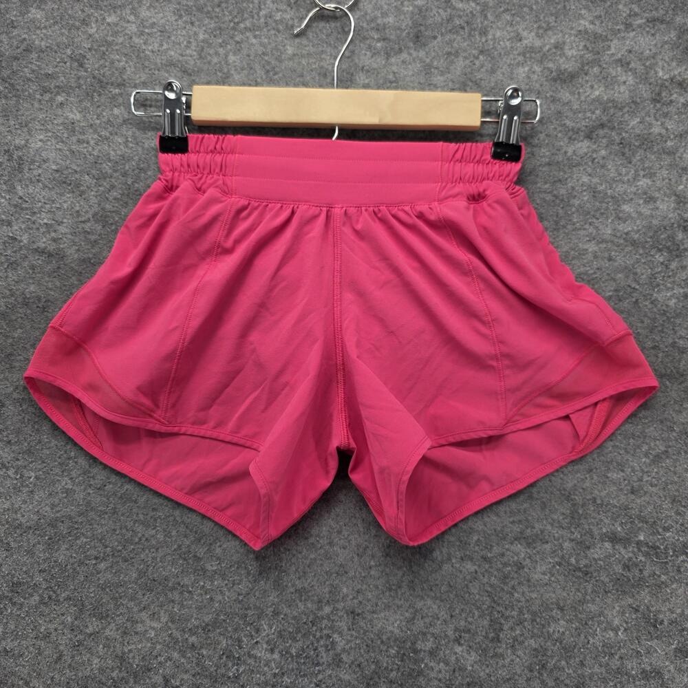 Lululemon Shorts Womens 2 Pink Running Athletic Lined Lightweight Logo Gym Yoga